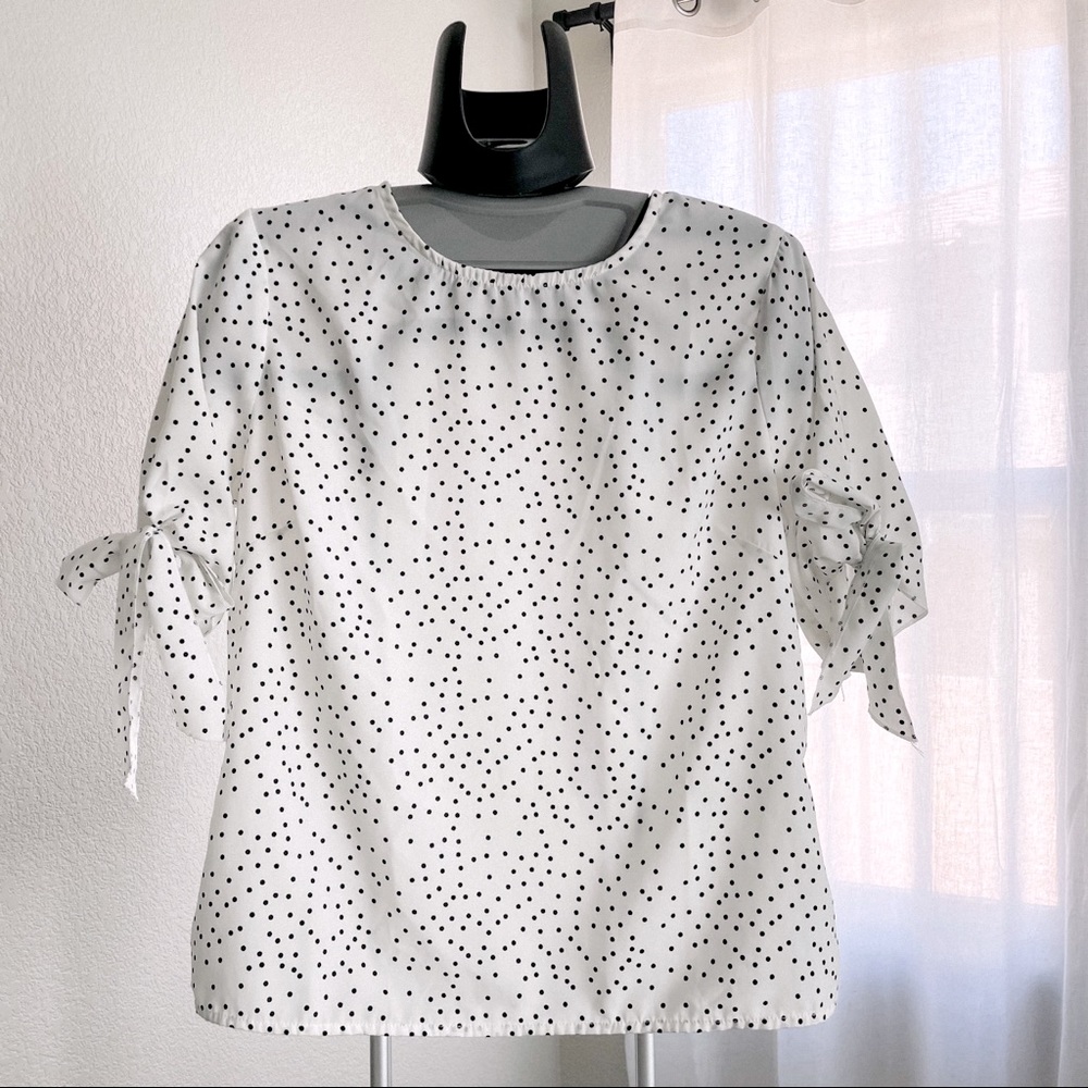 Polka Dots Tie Sleeves Blouse